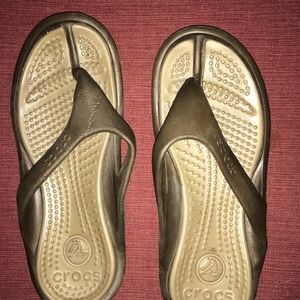 Ladies Brown CROCS flip flops, size 10